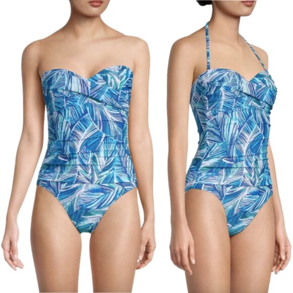 La Blanca Other - NEW La Blanca Sketched Leaves Strapless One-Piece Swimsuit Sz. 6